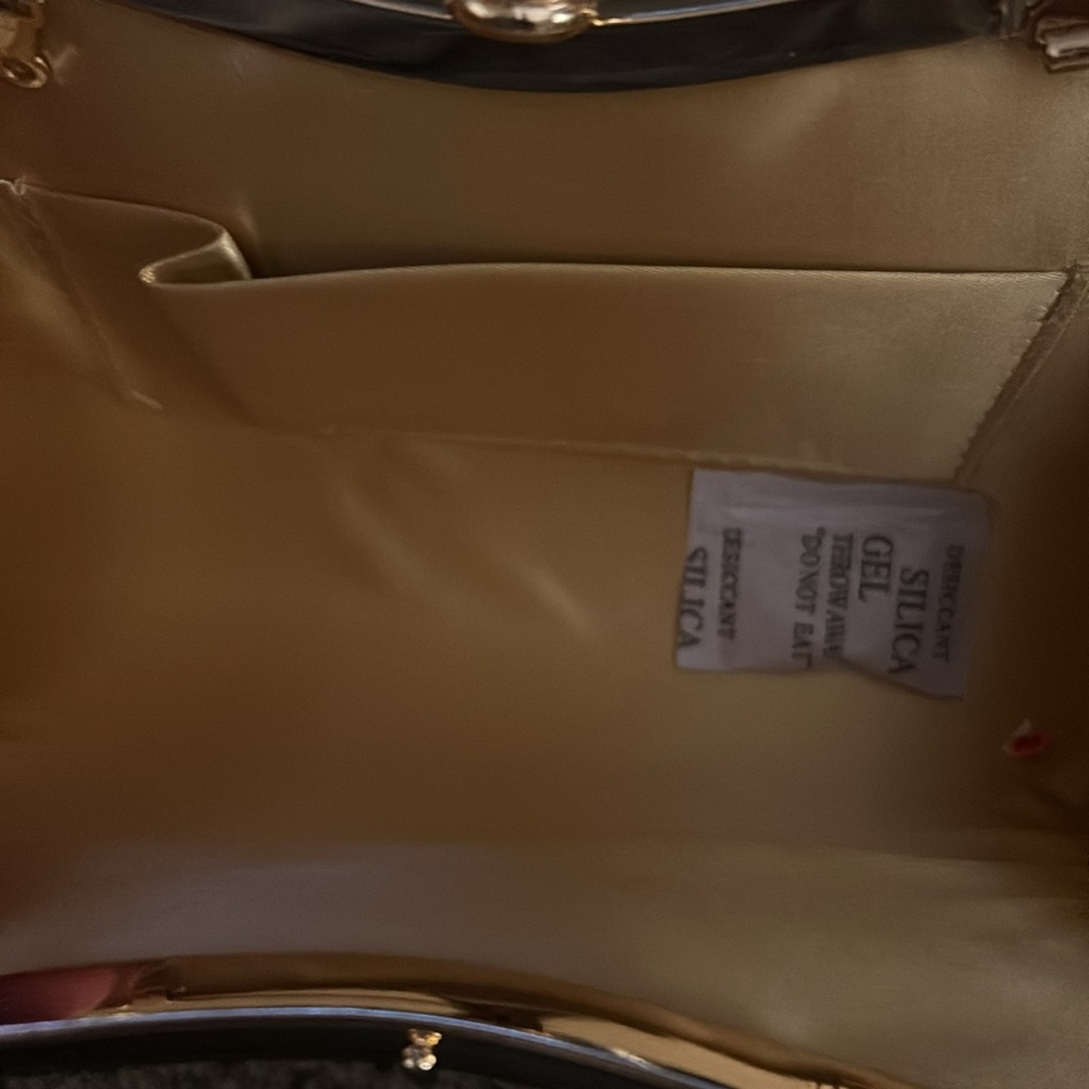 Gold Prezzo purse Wedding Prom Holiday shoulder strap - Picture 3 of 4
